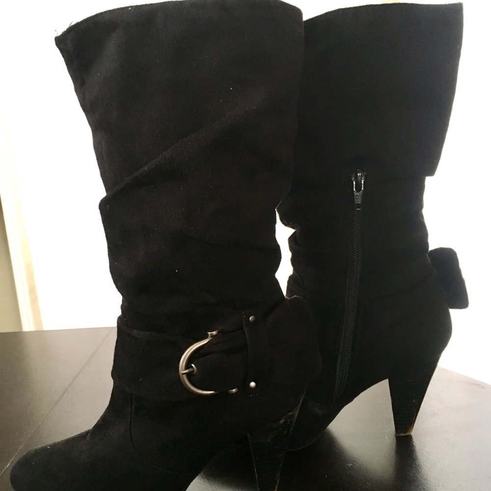 Suede Black Boots - Size 7.5
